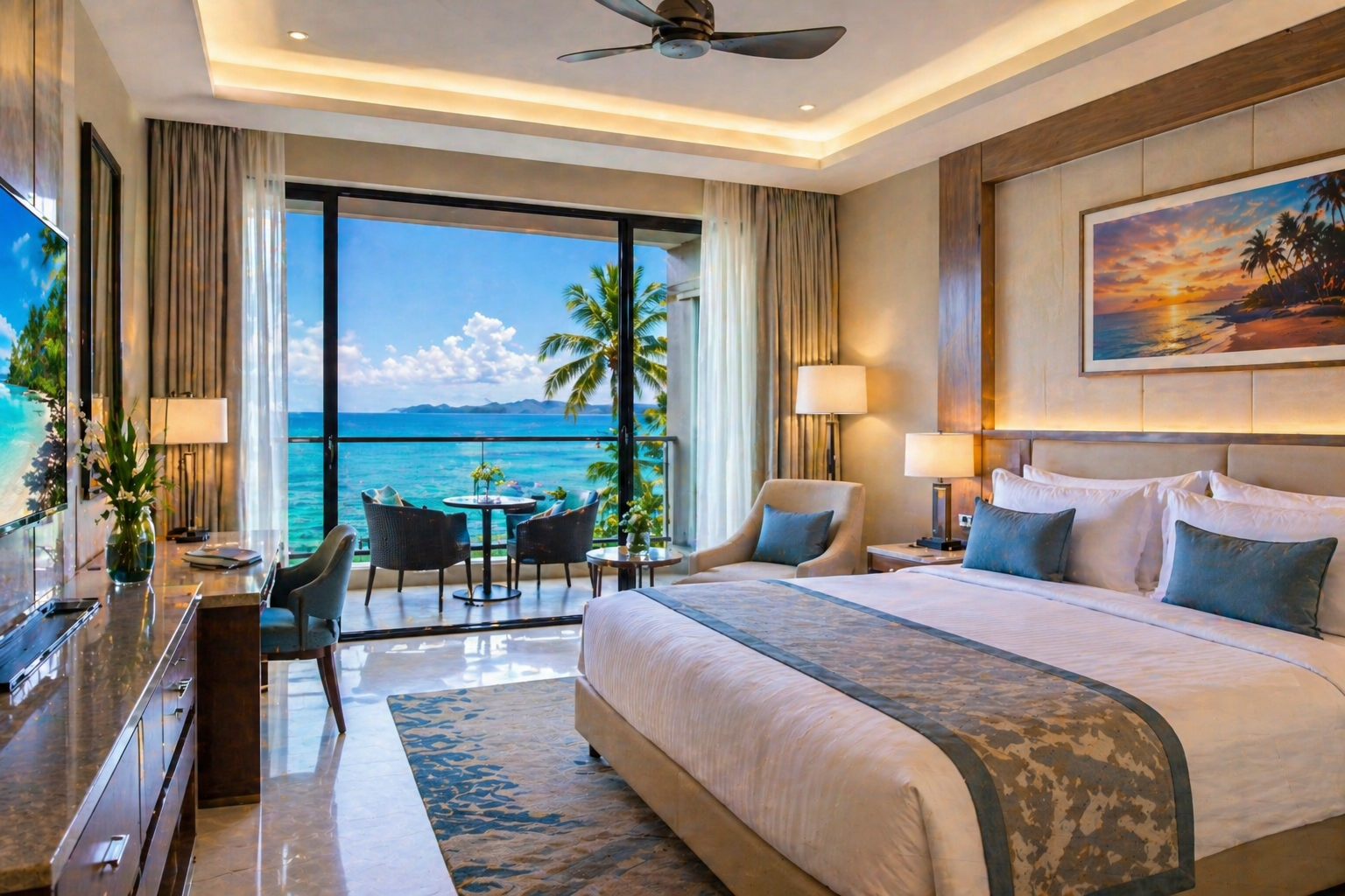 Luxuriöses Hotelzimmer mit Meerblick